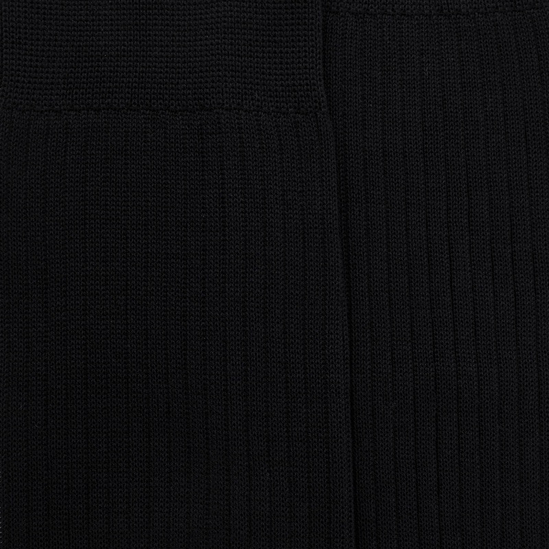Ribbed knee-high socks in mercerised cotton lisle - Black | Doré Doré