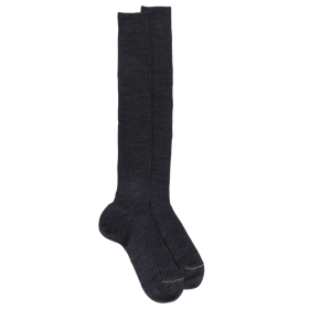 Men's long ribbed wool socks - Dark grey | Doré Doré