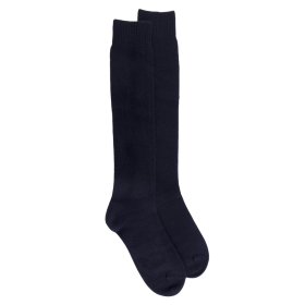 Men's wool and cashmere jersey knit knee-high socks - Dark blue | Doré Doré