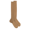 Men's merino wool ribbed knee-high socks  - Light brown