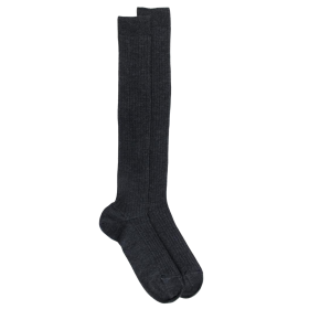 Men's merino wool ribbed knee-high socks  - Dark grey | Doré Doré