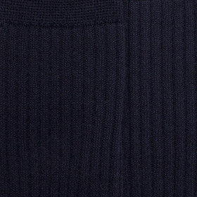 Men's merino wool ribbed knee-high socks  - Dark blue | Doré Doré