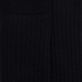 Men's 100% merino wool ribbed knee-high socks - Black | Doré Doré