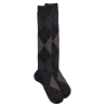 Men's wool argyle pattern knee-high socks - Dark brown