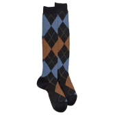 Men's long wool socks patterned in three colors - Dark grey & Squirrel colour | Doré Doré