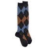 Men's long wool socks patterned in three colors - Dark grey & Squirrel colour