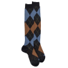 Men's long wool socks patterned in three colors - Dark grey & Squirrel colour | Doré Doré