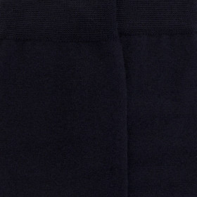Men's wool and cotton jersey knit knee-high socks - Dark blue | Doré Doré