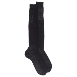 Men's 100% pure silk black knee-high socks | Doré Doré