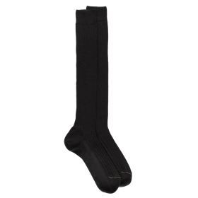 Men's wool and cashmere ribbed knee-high socks - Black | Doré Doré