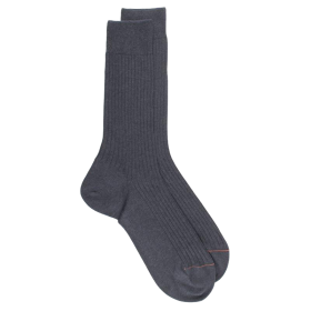 Men's luxury fine Egyptian cotton ribbed socks - Dark grey | Doré Doré