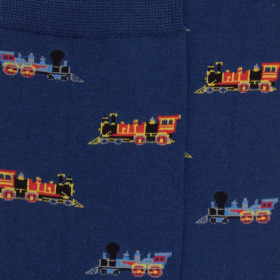 Socks in cotton with little trains – Blue | Doré Doré