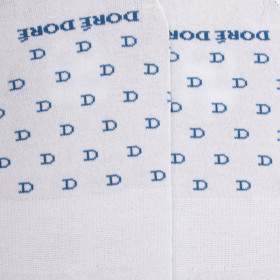 Men's cotton lisle no-show socks with "DD" repeat pattern - White | Doré Doré