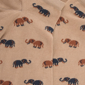 Men's cotton sneaker socks with elephants repeat pattern - Beige Grege | Doré Doré
