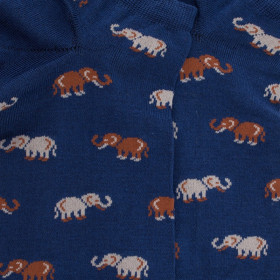 Men's cotton sneaker socks with elephants repeat pattern - Royal Blue | Doré Doré