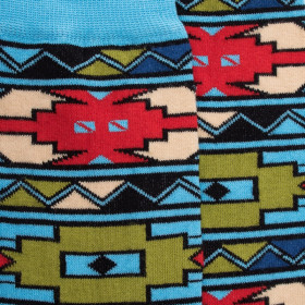 Men's cotton socks with colorful tribal geometries pattern - Blue | Doré Doré