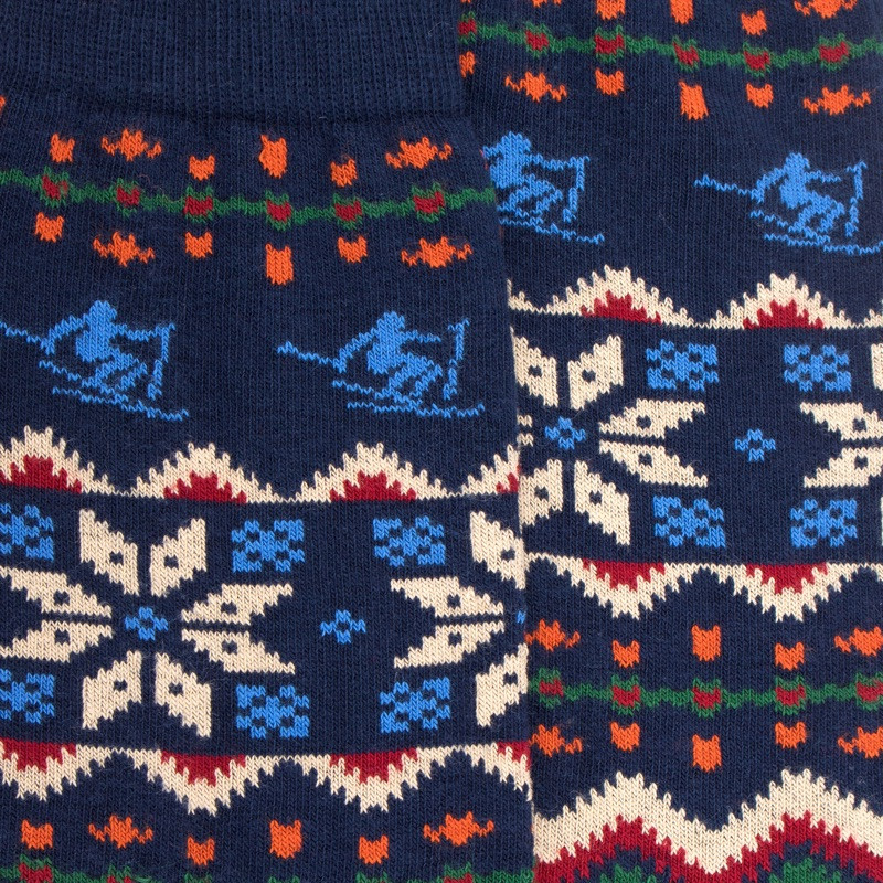 Men's cotton socks with Christmas motif - Royal Blue | Doré Doré