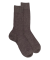 Men's wool and cotton rib vanisé socks - Light brown & quetsche