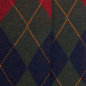 Men's long wool socks patterned in three colors - Thuja Green & blue | Doré Doré