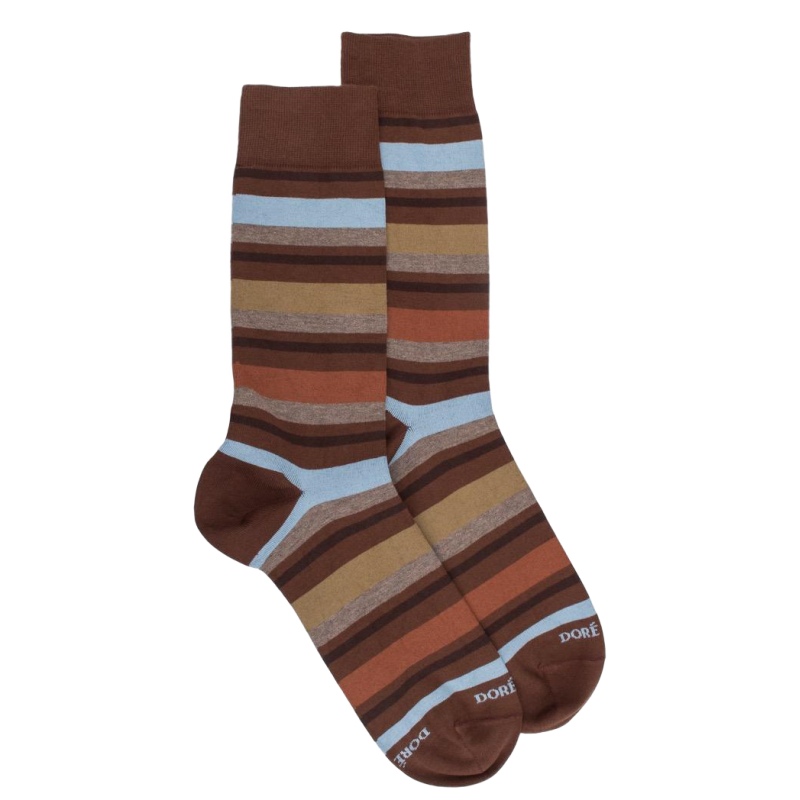 Men's striped cotton socks in different colors - Brown | Doré Doré