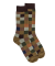 Men's checkered cotton socks - Pistachio green & chocolate brown