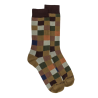 Men's checkered cotton socks - Pistachio green & chocolate brown | Doré Doré