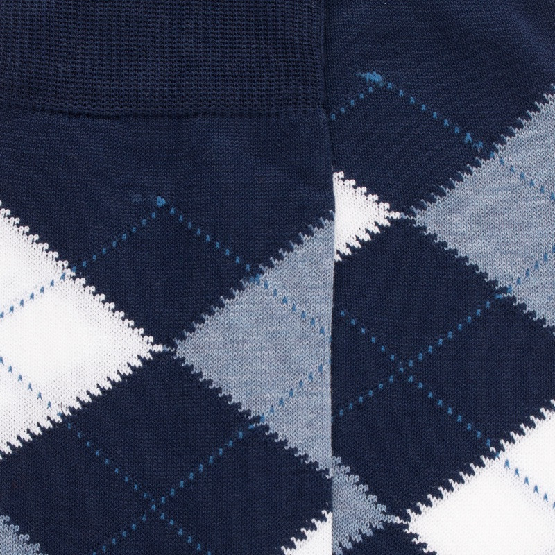 Men's cotton socks with intarsia  repeat pattern - Blue sailor | Doré Doré