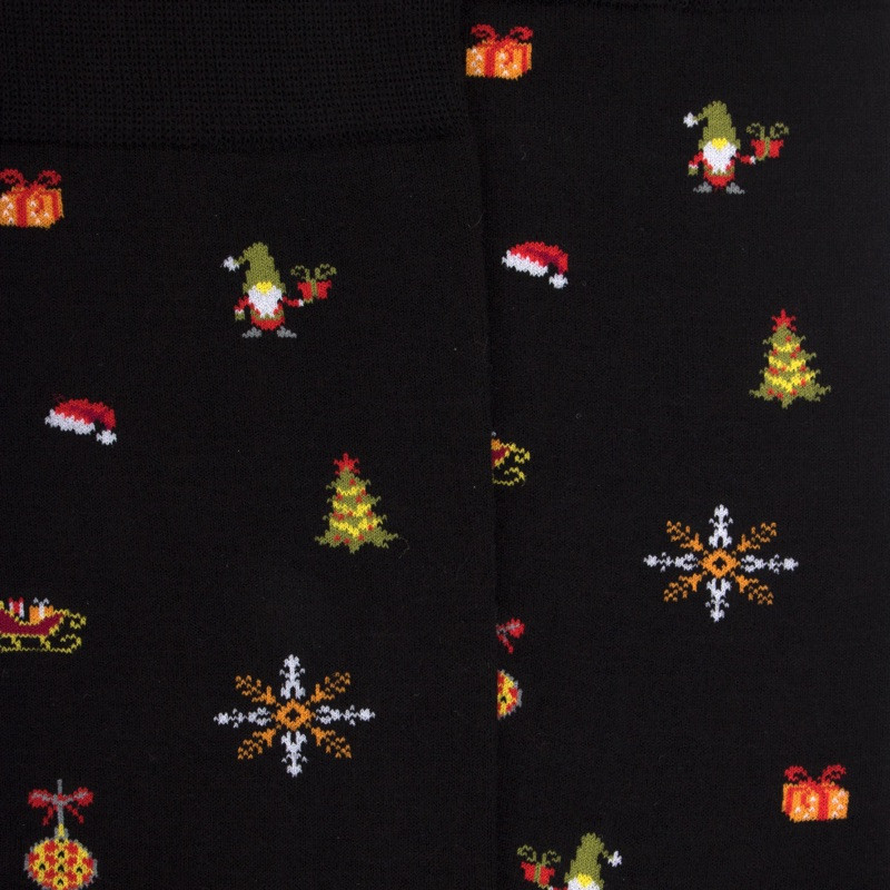 Men's cotton socks with Christmas motif - Black | Doré Doré