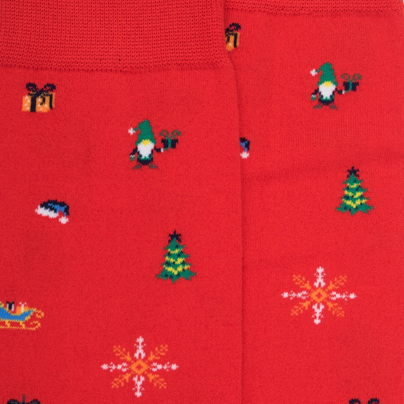 Men's cotton socks with Christmas motif - Red | Doré Doré