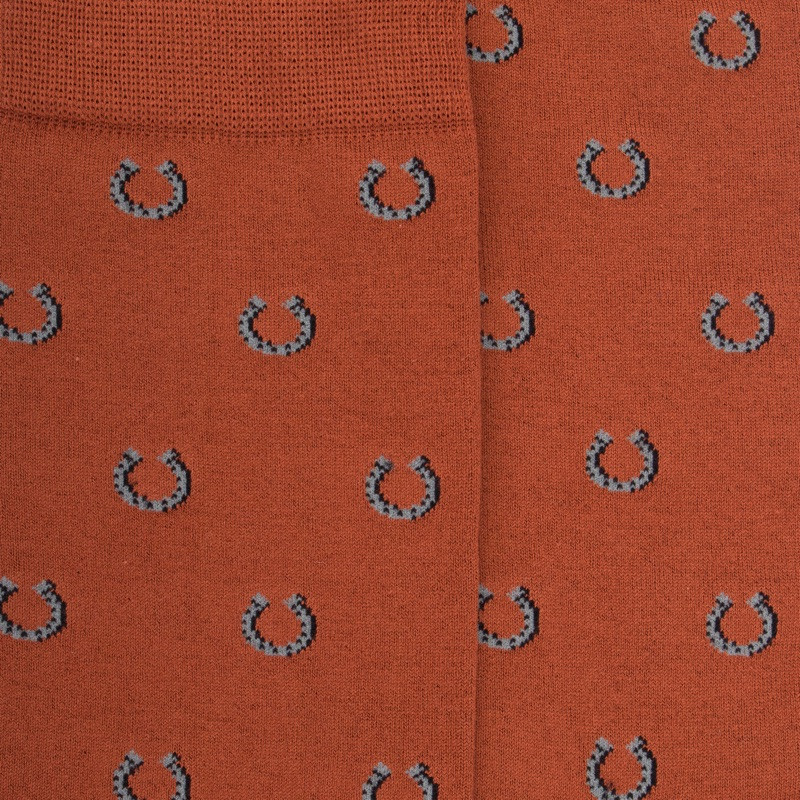 Men's cotton horseshoe patterned socks - Orange | Doré Doré