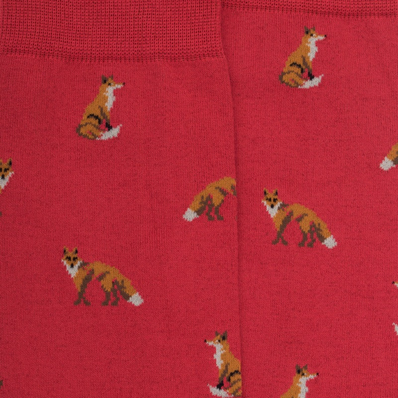 Men's cotton fox patterned socks - Brick colour | Doré Doré