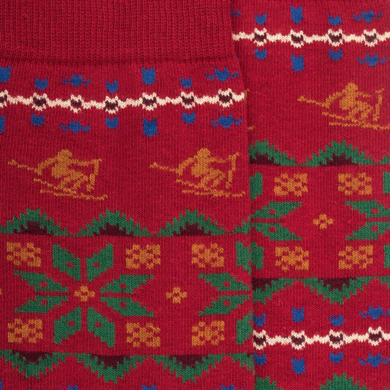 Men's cotton socks with Christmas motif - Red | Doré Doré