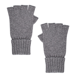 Unisex plain wool and cashmere fingerless gloves - Oxford grey