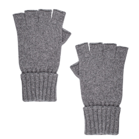 Unisex plain wool and cashmere fingerless gloves - Oxford grey | Doré Doré