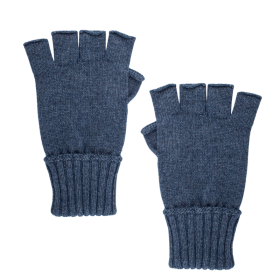 Unisex plain wool and cashmere fingerless gloves - Blue | Doré Doré