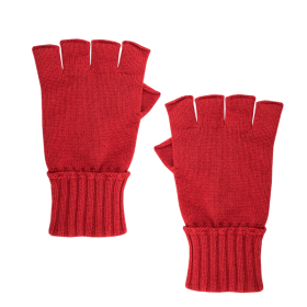 Unisex plain wool and cashmere fingerless gloves - Red | Doré Doré