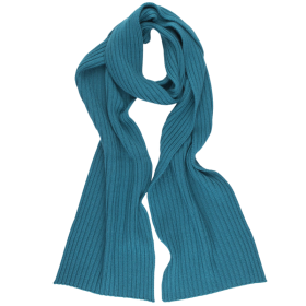 Wool, silk and cashmere ribbed scarf – Blue | Doré Doré