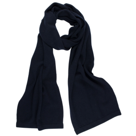 Unisex wool and cashmere plain scarf - Navy | Doré Doré