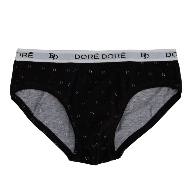 Men's 'D' patterned cotton briefs - Black | Doré Doré