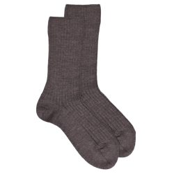 Children's merino wool ribbed socks - Light brown | Doré Doré