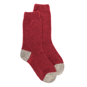 Women's fleece socks - Red and beige | Doré Doré