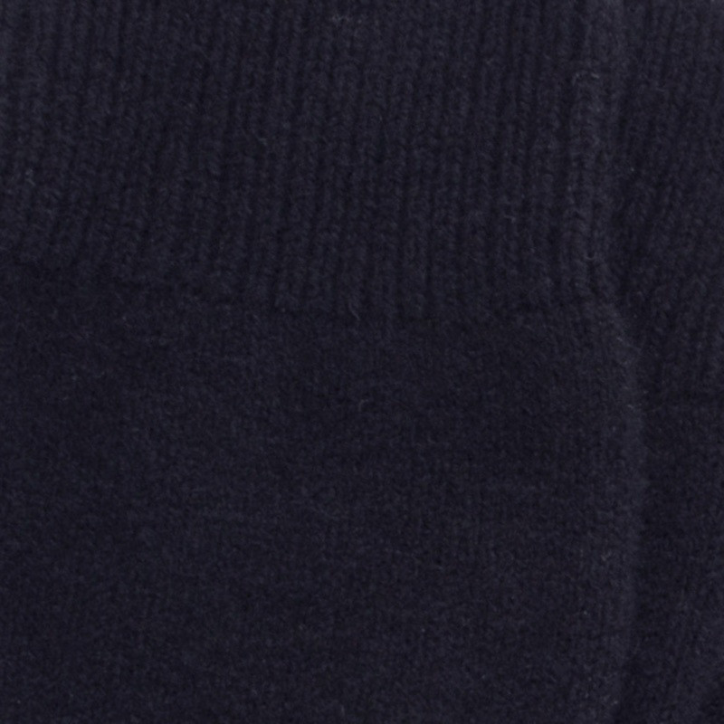 Women's long wool and cashmere plain socks - Navy | Doré Doré