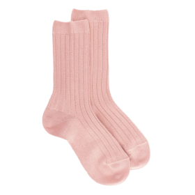 Children's soft cotton ribbed socks - Pink | Doré Doré