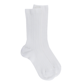 Children's soft cotton ribbed socks - White | Doré Doré
