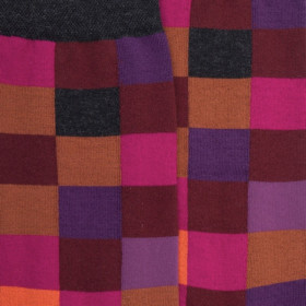 Women's checkered egyptian cotton socks - Aubergine & Dark grey | Doré Doré