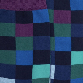 Women's checkered egyptian cotton socks - Blue Sailor & purple | Doré Doré