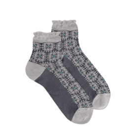 Women's viscose liberty patterned short socks - Grey Fog | Doré Doré