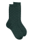 Wool socks with openwork diamonds -Green