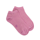 Girl's cotton socks with shiny lurex effect - Glossy pink | Doré Doré