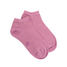 Girl's cotton socks with shiny lurex effect - Glossy pink | Doré Doré